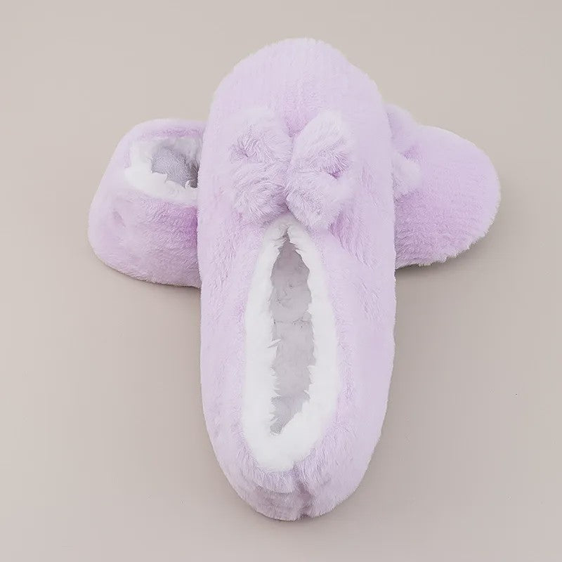 Chaussettes-chaussons en peluche à nœud lavande - image 11