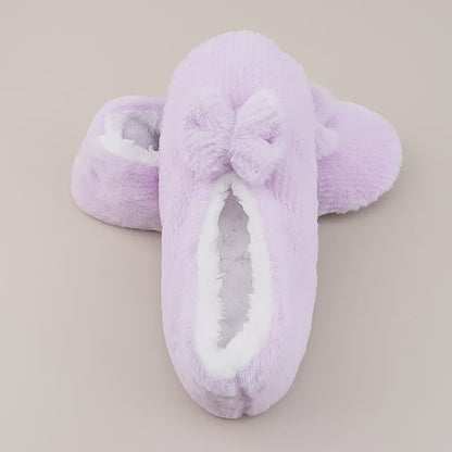 Chaussettes-chaussons en peluche à nœud lavande - image 11
