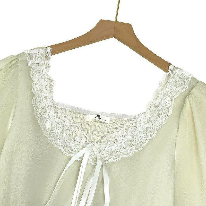 Robe midi à manches bouffantes et lacets - image 7
