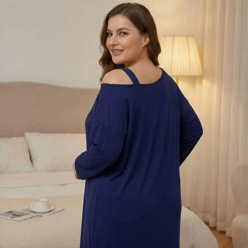 Nuisette à épaules dénudées et slogan - image 3