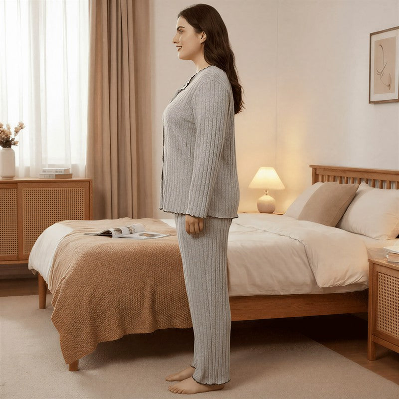 Ensemble pyjama d'intérieur côtelé doux - image 2