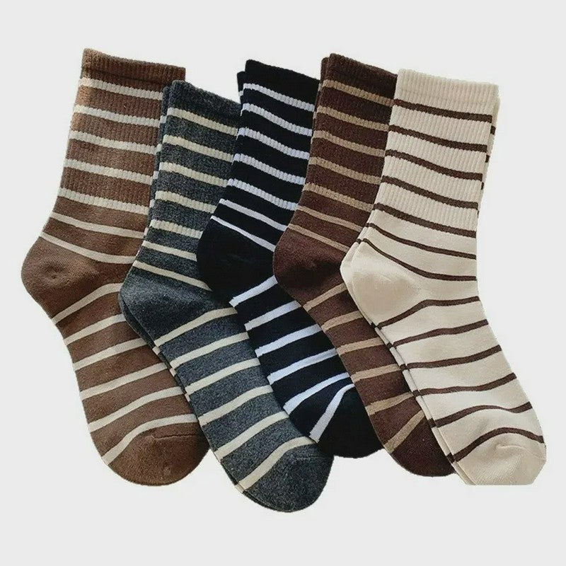 Chaussettes basses rétro rayées en coton (5 paires) - image 9