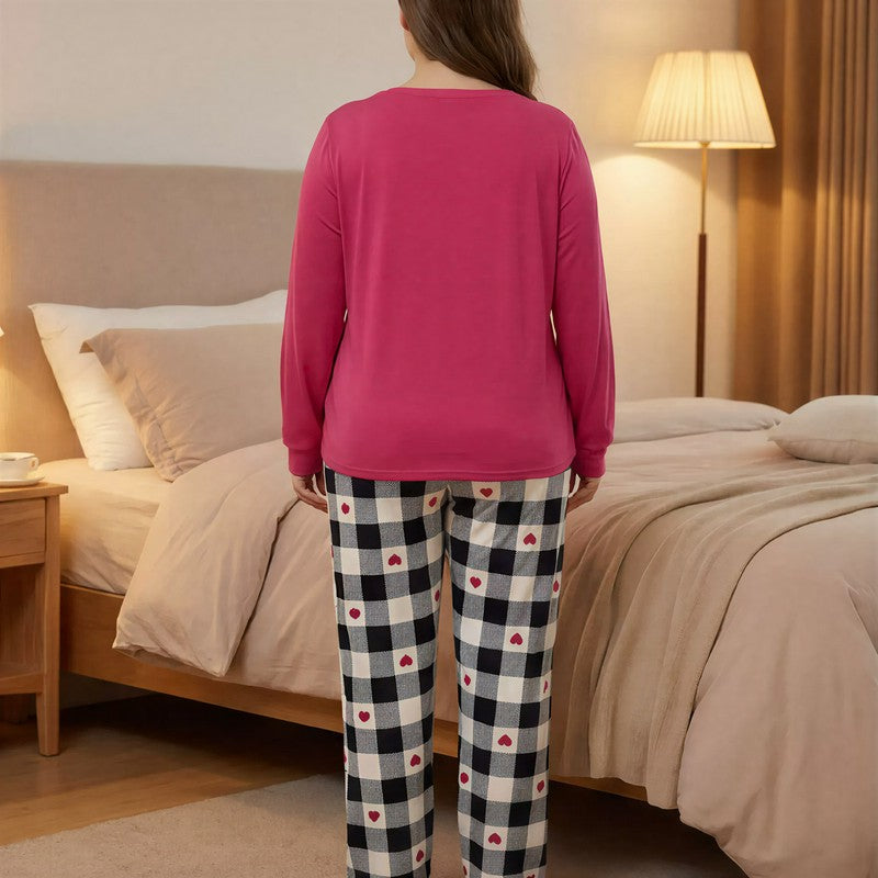 Ensemble pyjama à carreaux et cœurs « Bonne nuit » - image 2