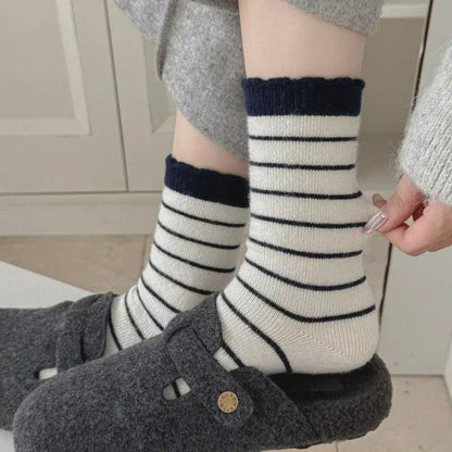 Chaussettes courtes rayées confortables en maille (5 paires) - image 1