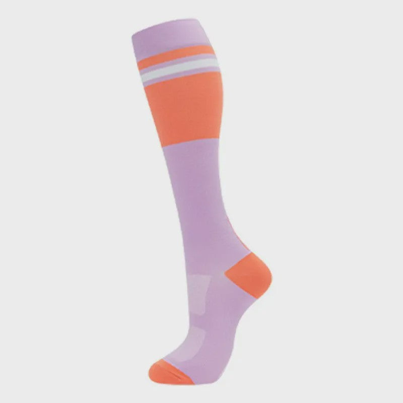Chaussettes de compression rétro à blocs de couleurs (4 paires) - Violet - S/M - image 9