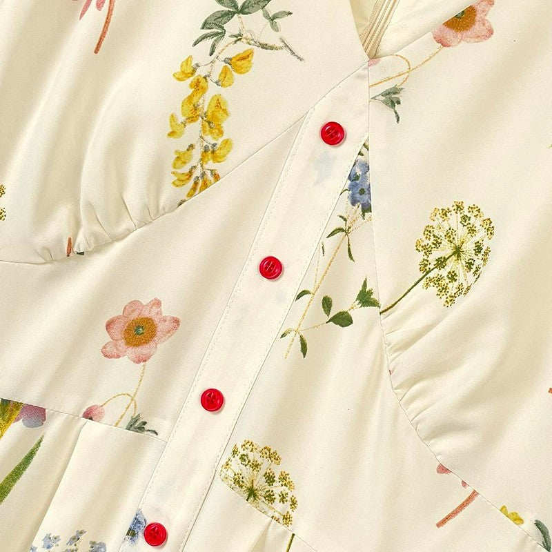 Robe maxi boutonnée sur le devant à motif botanique - image 5