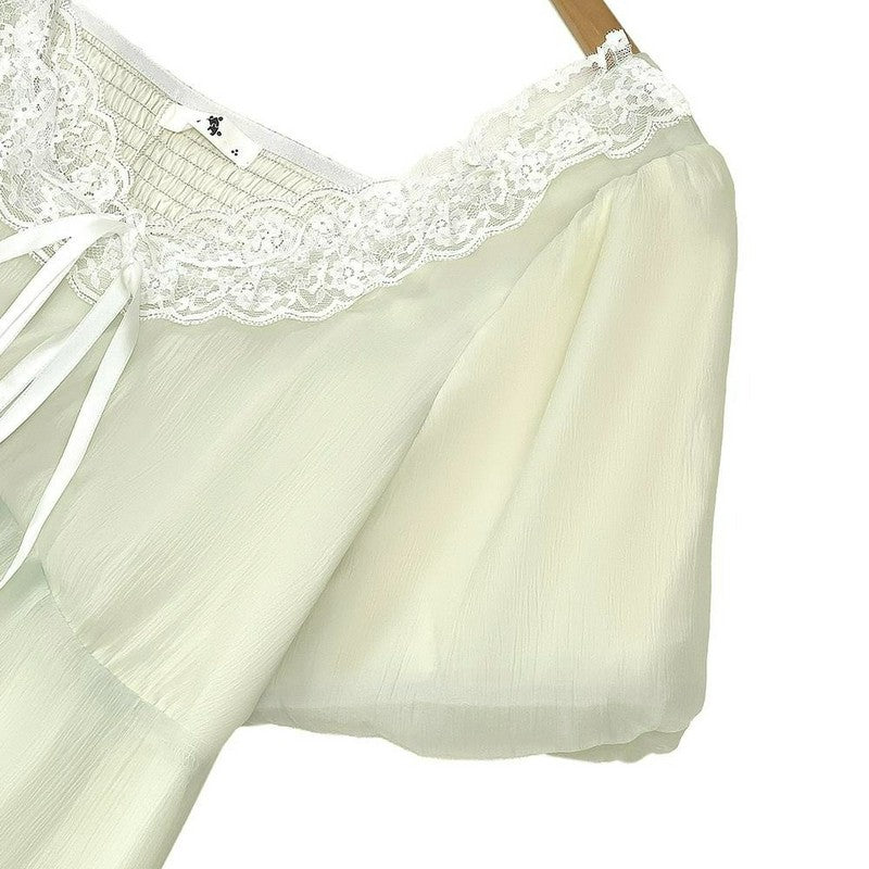 Robe midi à manches bouffantes et lacets - image 6