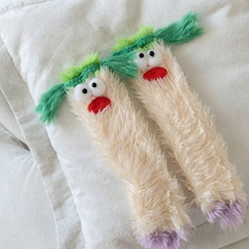 Chaussettes-chaussons douillettes en peluche monstre duveteux - Blanc - UE35-39 (US2-6) - image 7
