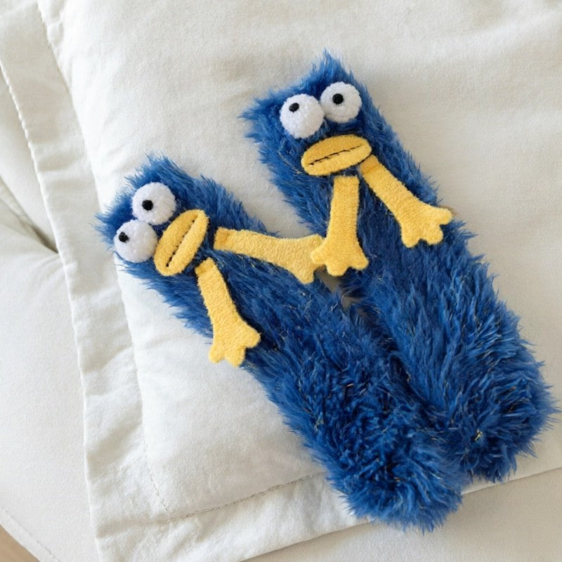 Chaussettes-chaussons douillettes en peluche monstre duveteux - Bleu - UE35-39 (US2-6) - image 5