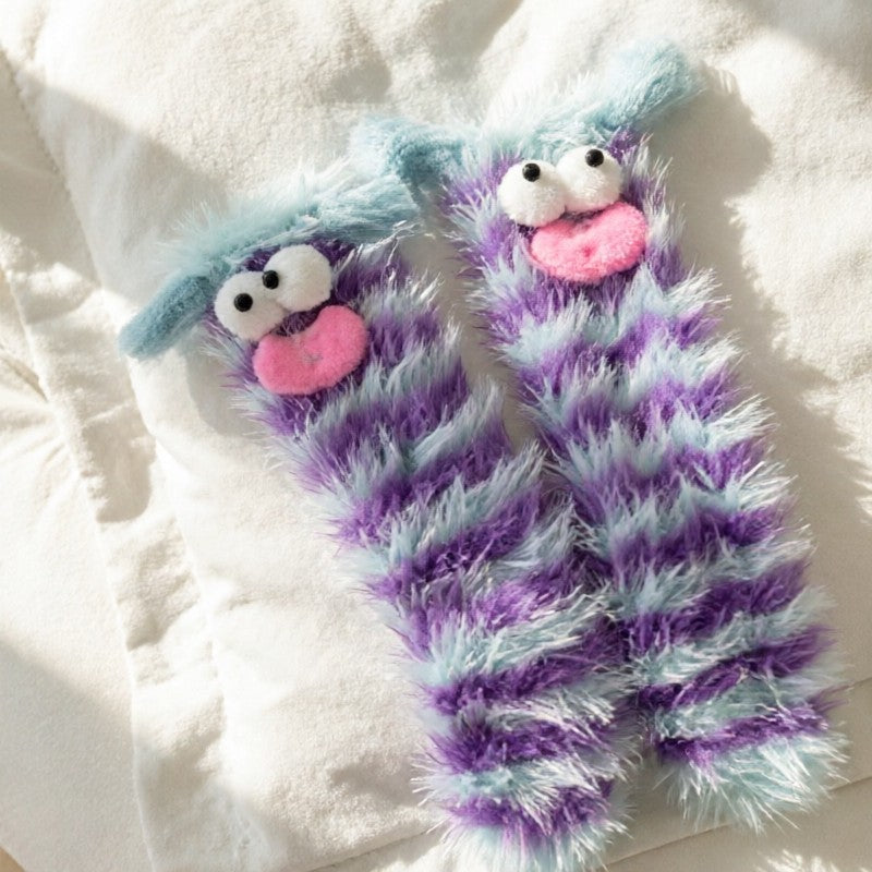 Chaussettes-chaussons douillettes en peluche monstre duveteux - Violet foncé - UE35-39 (US2-6) - image 2