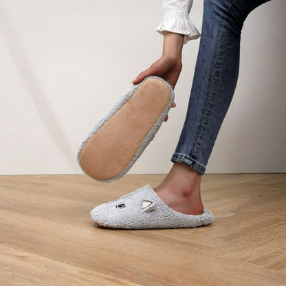 Pantoufles d'intérieur chaudes et confortables en peluche avec motif chat - image 3