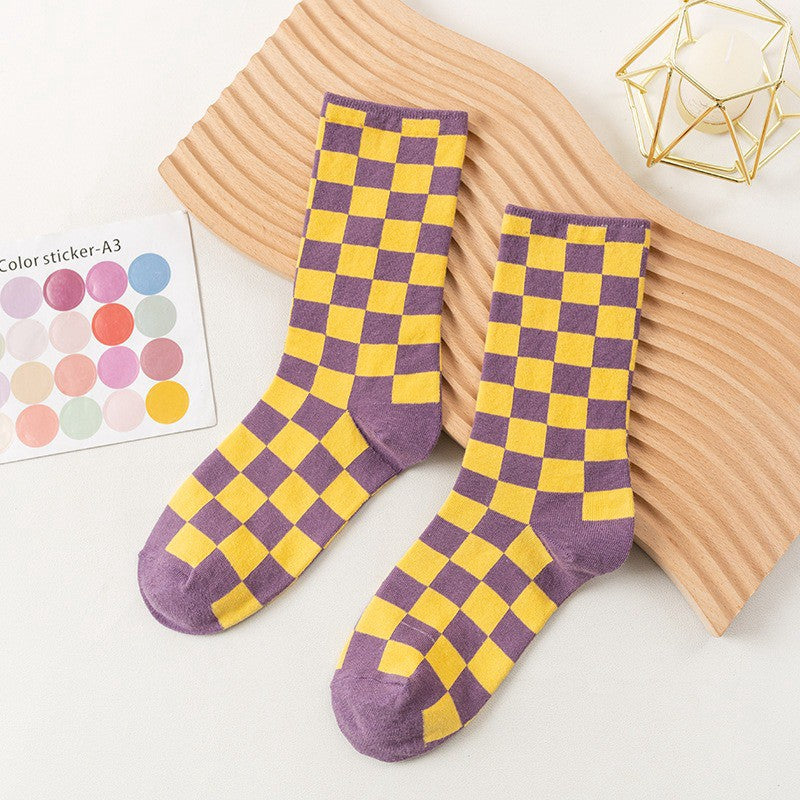 Chaussettes montantes à carreaux (6 paires) - Jaune - 40 (US2-7) - image 7