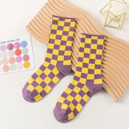 Chaussettes montantes à carreaux (6 paires) - Jaune - 40 (US2-7) - image 7