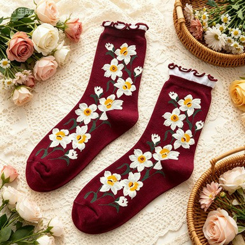 Chaussettes Daisy Ruffle Everyday Crew (5 paires) - Rouge - 40 (US2-7) - image 5
