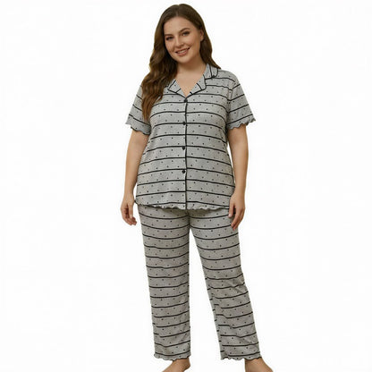 Ensemble pyjama rayé à bordure contrastée - image 4