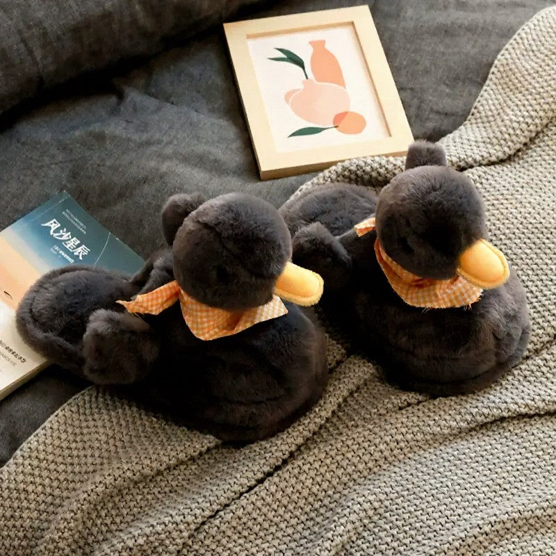 Écharpe Cozy Duck grande taille, chaussons d'intérieur en peluche - Noir - EU44-45(US9-10) - image 4
