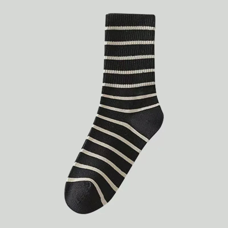 Chaussettes basses rétro rayées en coton (5 paires) - Noir - EU36-41(US3-7.5) - image 8
