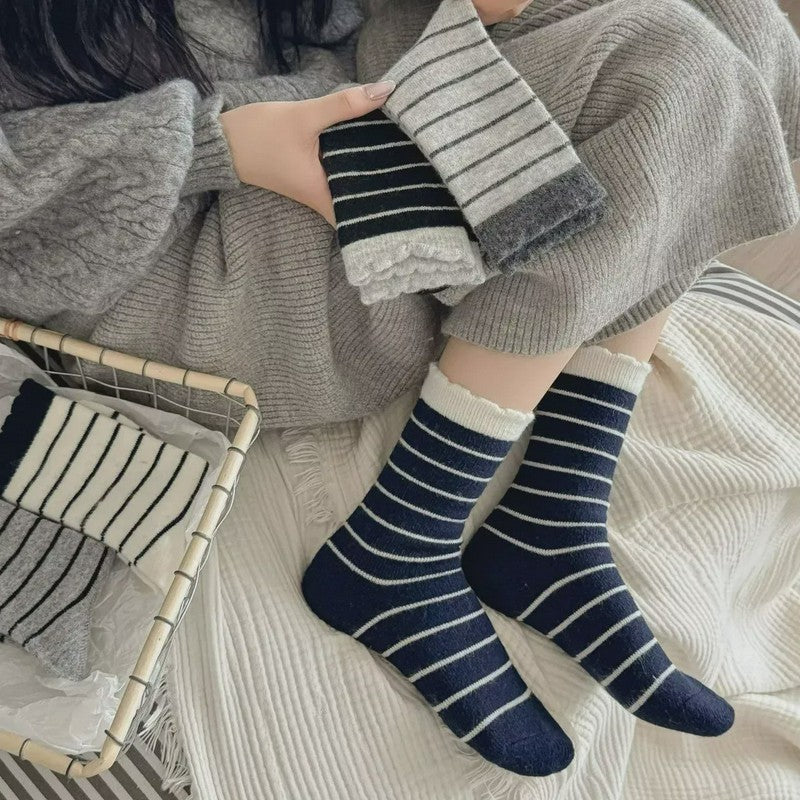 Chaussettes courtes rayées confortables en maille (5 paires) - image 4