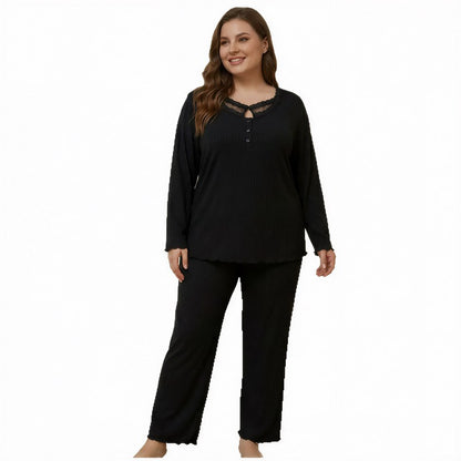 Ensemble pyjama en dentelle unie - image 3