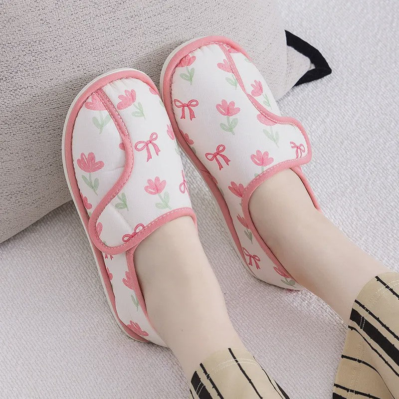 Chaussures en coton duveteux à motif marguerite ajustables - Rouge - 40 (US6-7) - image 1