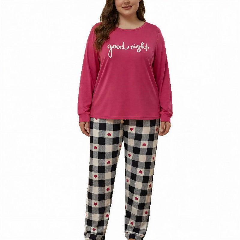 Ensemble pyjama à carreaux et cœurs « Bonne nuit » - image 4