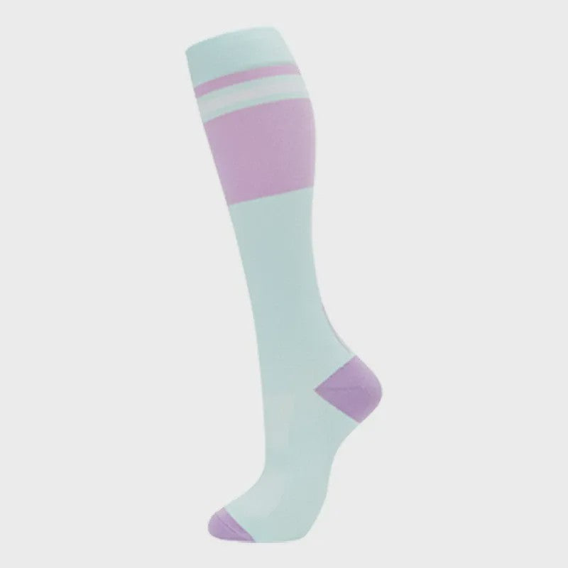 Chaussettes de compression rétro à blocs de couleurs (4 paires) - Bleu clair - S/M - image 8