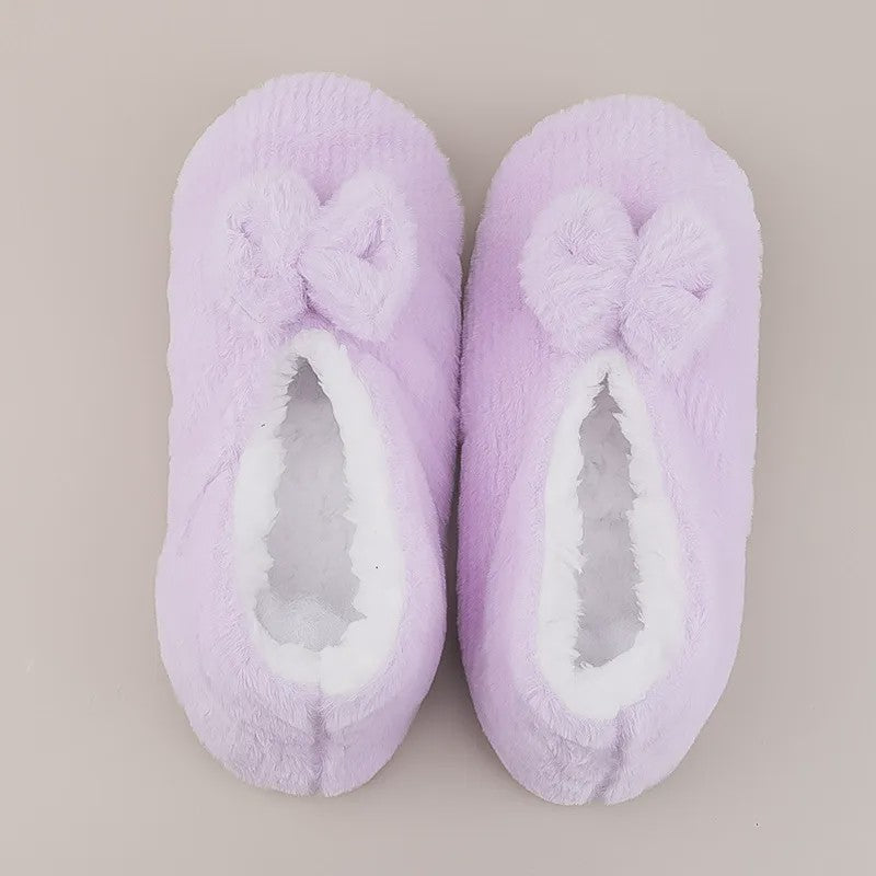 Chaussettes-chaussons en peluche à nœud lavande - Violet clair - EU36-40(US3-7) - image 3