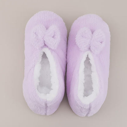 Chaussettes-chaussons en peluche à nœud lavande - Violet clair - EU36-40(US3-7) - image 3