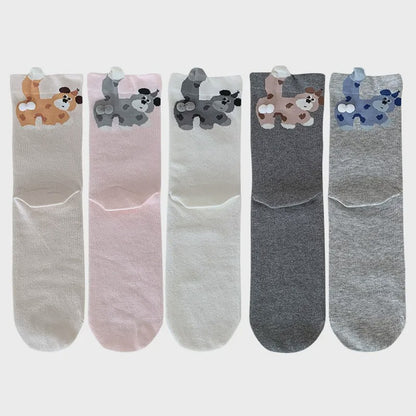 Chaussettes courtes tricotées avec de jolis chiots (5 paires) - Multicolore - 40(US2-7) - image 1