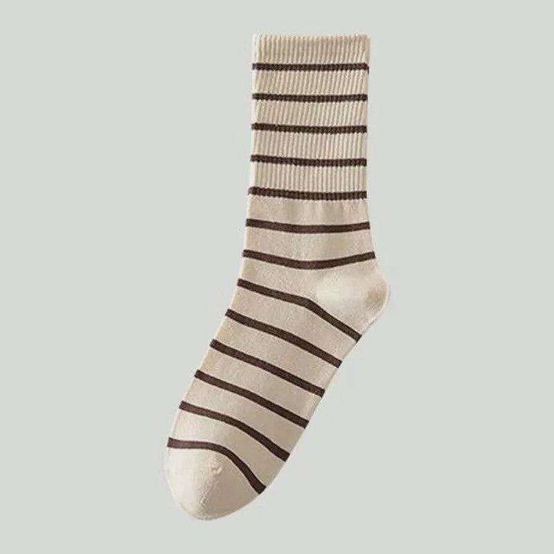 Chaussettes basses rétro rayées en coton (5 paires) - Beige - EU36-41(US3-7.5) - image 7