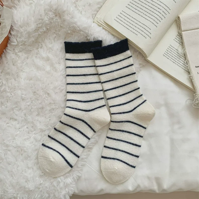 Chaussettes courtes rayées confortables en maille (5 paires) - Blanc - EU36-42(US3-8.5) - image 8
