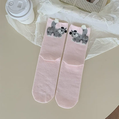 Chaussettes courtes tricotées avec de jolis chiots (5 paires) - Rose - 40(US2-7) - image 5