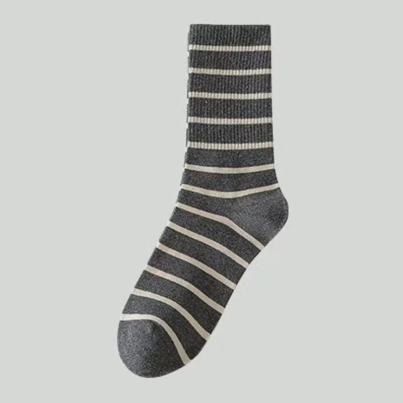 Chaussettes basses rétro rayées en coton (5 paires) - Gris - EU36-41(US3-7.5) - image 6