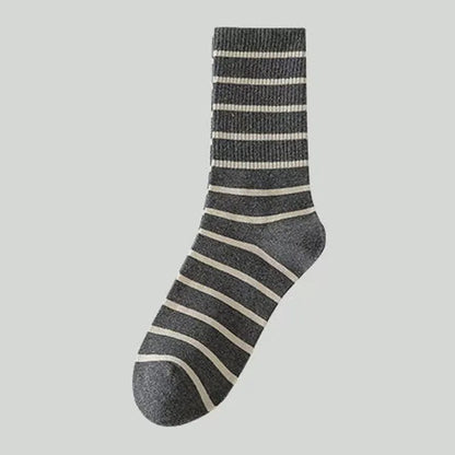 Chaussettes basses rétro rayées en coton (5 paires) - Gris - EU36-41(US3-7.5) - image 6
