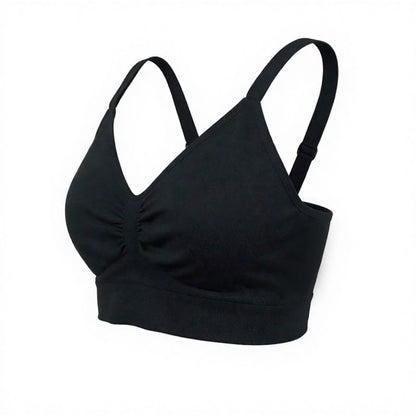 Soutien-gorge sans armatures froncé et sans coutures - Noir - 3XL - image 5