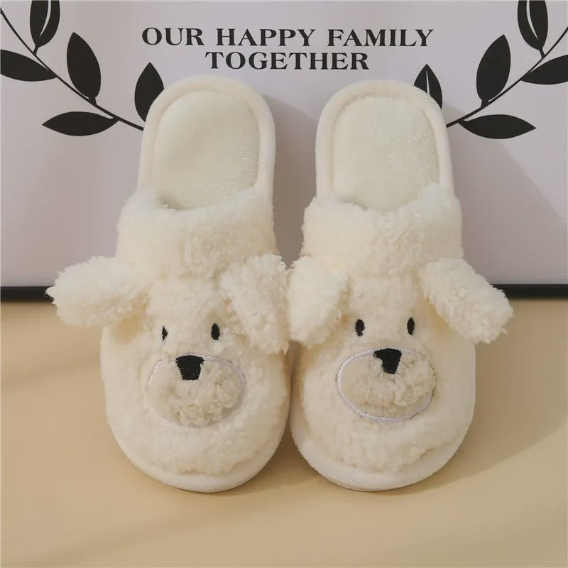 Pantoufles d'intérieur douillettes en peluche ours de dessin animé - Blanc - EU44-45(US9-10) - image 3