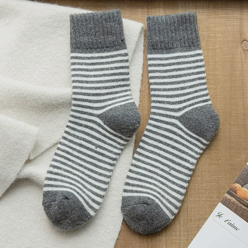 Chaussettes courtes rayées en éponge douces (5 paires) - Gris - EU36-42(US3-8.5) - image 9