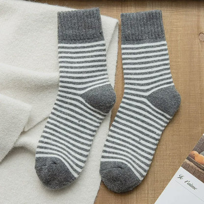 Chaussettes courtes rayées en éponge douces (5 paires) - Gris - EU36-42(US3-8.5) - image 9