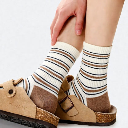 Chaussettes rayées vintage (2 paires) - Beige - EU39-43(US6-9) - image 6