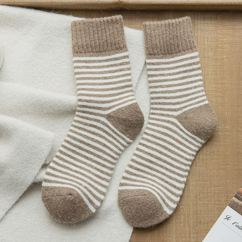 Chaussettes courtes rayées en éponge douces (5 paires) - Café - EU36-42(US3-8.5) - image 8