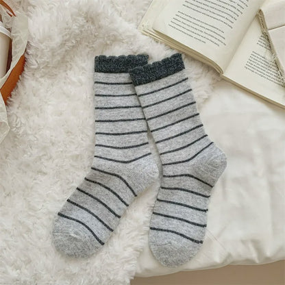 Chaussettes courtes rayées confortables en maille (5 paires) - Gris clair - EU36-42(US3-8.5) - image 7