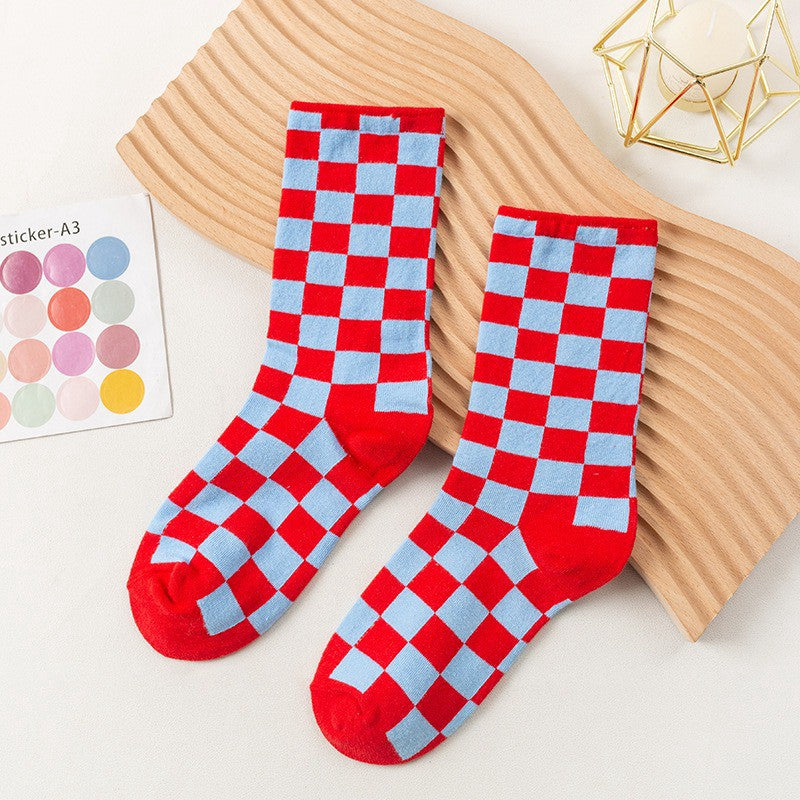 Chaussettes montantes à carreaux (6 paires) - Rouge - 40 (US2-7) - image 4