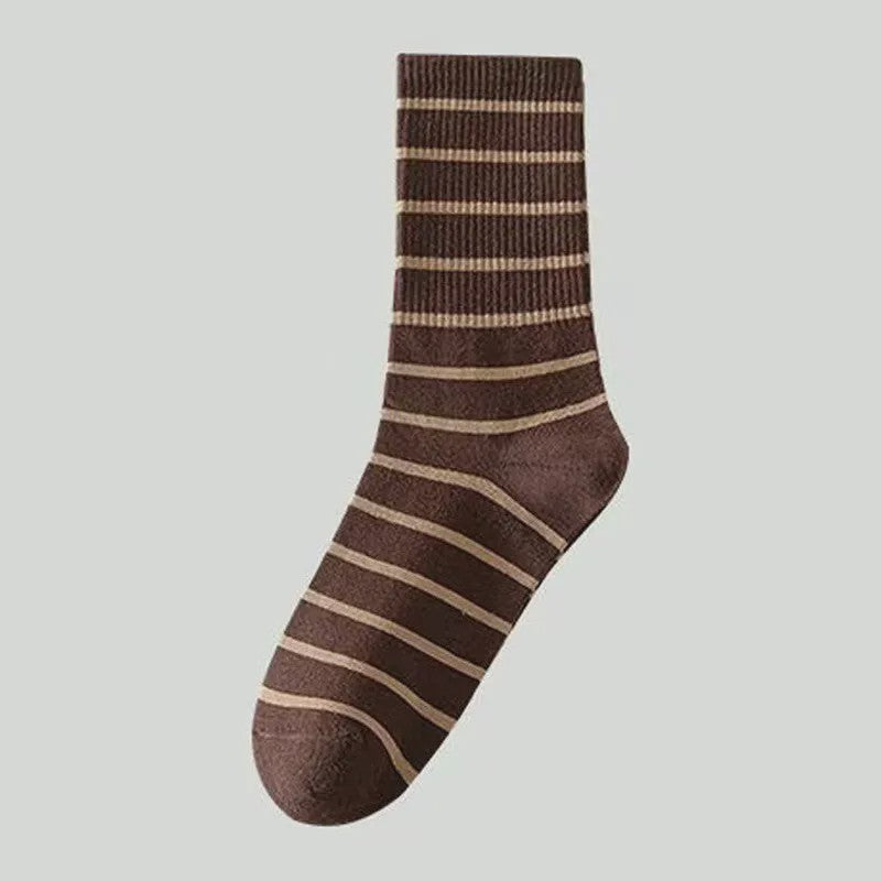Chaussettes basses rétro rayées en coton (5 paires) - Brun - EU36-41(US3-7.5) - image 4