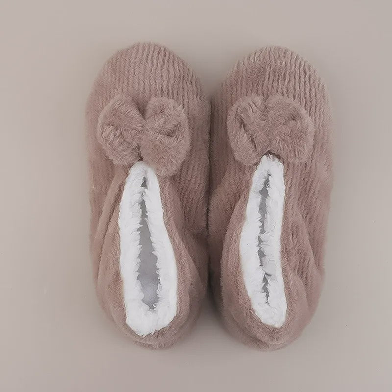 Chaussettes-chaussons en peluche à nœud lavande - Café - EU36-40(US3-7) - image 7