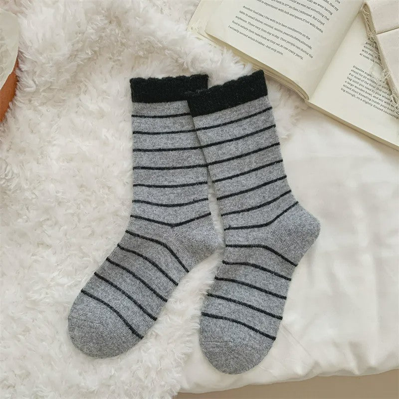 Chaussettes courtes rayées confortables en maille (5 paires) - Gris foncé - EU36-42(US3-8.5) - image 6