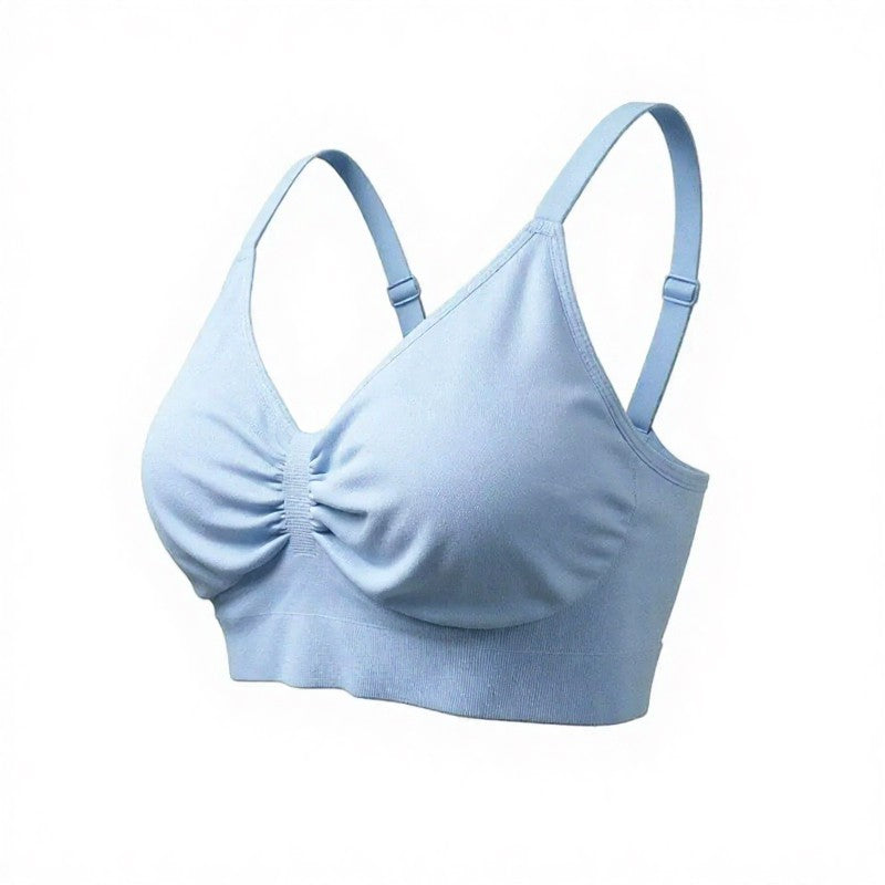Soutien-gorge sans armatures froncé et sans coutures - Bleu - 3XL - image 3