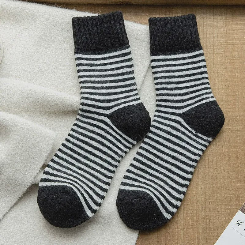 Chaussettes courtes rayées en éponge douces (5 paires) - Noir - EU36-42(US3-8.5) - image 7