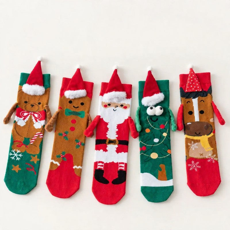 Chaussettes courtes tricotées sapin de Noël tenant une main - image 8