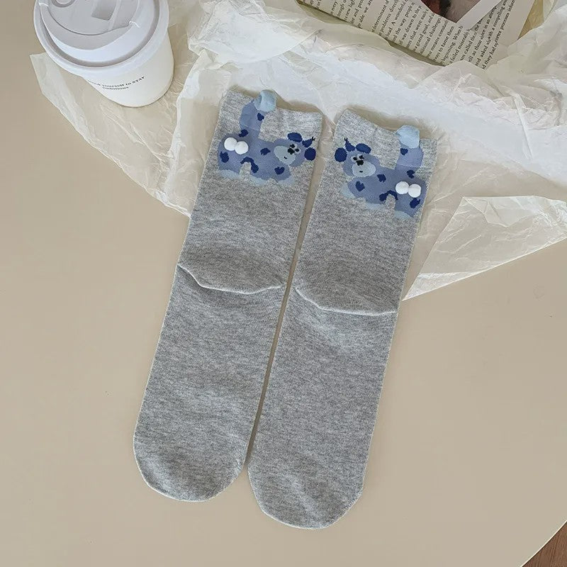 Chaussettes courtes tricotées avec de jolis chiots (5 paires) - Gris clair - 40(US2-7) - image 3