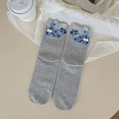 Chaussettes courtes tricotées avec de jolis chiots (5 paires) - Gris clair - 40(US2-7) - image 3
